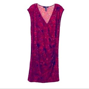 Lauren by Ralph Lauren raspberry floral print faux wrap dress 1X